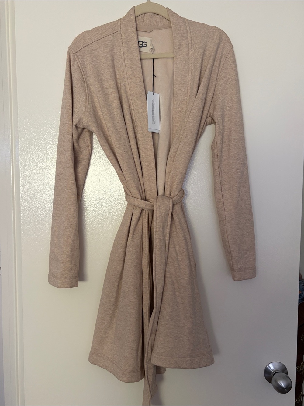 UGG Women's Light Beige Long Sleeve Tie-Waist Knit Dress